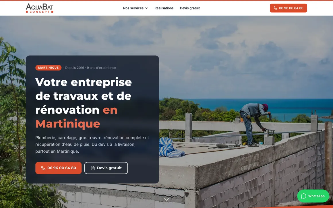 Aperçu du site pour un artisan du bâtiment