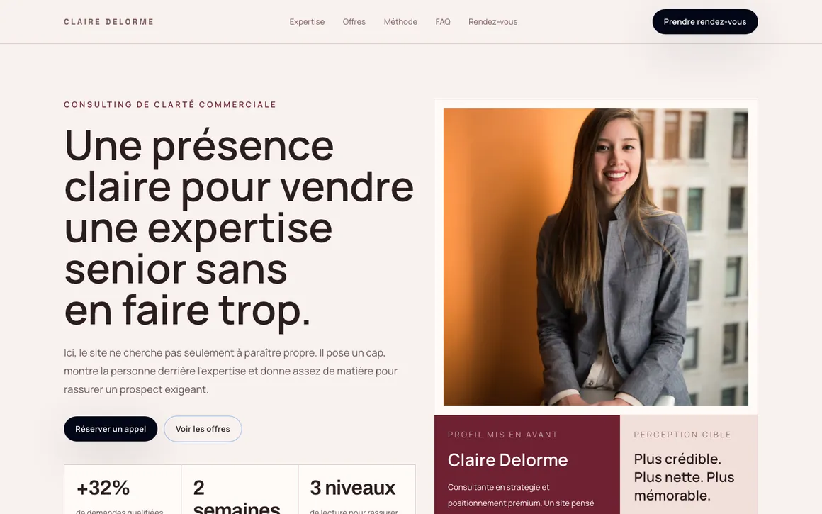 Aperçu du site pour un consultant indépendant